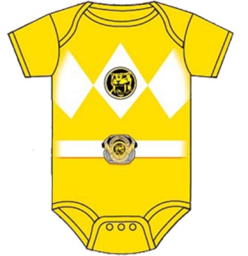 Power Rangers Baby Ranger Costume Romper Onesie (0-6 Months, Yellow)