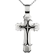 Stainless Steel Mens Large Cross Pendant with 24 Inch Curb Chain
