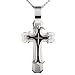 Stainless Steel Men's Large Cross Pendant with 24 Inch Curb Chain