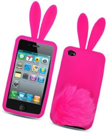 FJX New Bunny Skin Case With Furry Tail for Apple iPod Touch 4 (Hot Pink)