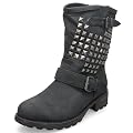 MQ23 Damen bequeme Halbshaft-Stiefeletten mit Blockabsatz 908