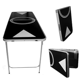 Click here to buy Beer Pong Table Black - Lightweight and Portable with 6 Pong Balls!.
