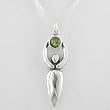 Celestial Lunar Goddess Pendant in Sterling Silver with a Peridot Gemstone Moon on a 16" Box Chain, #8722