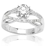 Pave Set Round Diamonds Engagement Ring with a 1.01 Carat J VS2 Round Cut EGL USA Certified Center Stone and 0.25 Carats of Side Diamonds (1.26 Cttw)
