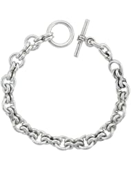 Sterling Silver Rolo Link Bracelet Toggle Clasp Handmade 3/8 inch wide, sizes 8, 8.5 & 9 inch