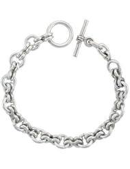 Sterling Silver Rolo Link Bracelet Toggle Clasp Handmade 3/8 inch wide, sizes 8, 8.5 & 9 inch