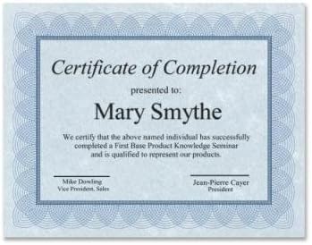 First Base Regent Certificate - 8.5amp;quot; x 11amp;quot; - Blue, Silver