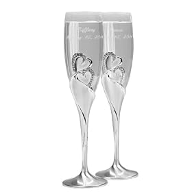 Hortense B. Hewitt Wedding Accessories Sparkling Love Champagne Flutes, Set of 2 