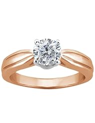 0.80 Ct Round H/I I1 Diamond 14K Rose Gold Ring