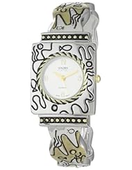 Golden Classic Womens 2226-twotone Abstract Attraction Gold and Silver Metal Abstract Detailed Bangle Watch