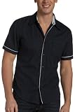 Vintage Red Young Men's Retro Print Piped Edge Short Sleeve Shirt