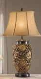 Set of 2 Table Lamps with Floral Details in Bronze Finish