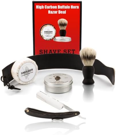 Star Customs Buffalo Horn Straight Razor and Shaving Set