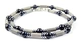 Gorgeous Blue Tiger Eye, Gray Jasper, And Hematite Men's Beaded Neckla...