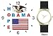 Obama - Hope - US Flag and Bald Eagle Seal - President Barack Obama Commemorative - WATCHBUDDY&reg; DELUXE TWO-TONE THEME WATCH - Arabic Numbers - Black Leather Strap-Size-Women's Size-Small