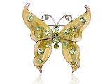 Enamel Lemon Lime Peridot AB Green Crystal Rhinestone Butterfly Bug Pin Brooch