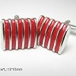 Silver Five Red Striped Cufflinks Cuff Links