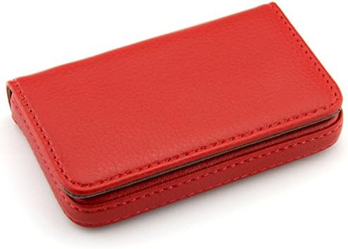 Flourand(TM) Red Color Flip Style PU Leather Card Case Holder With a Polishing Coth