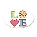 38.5x24.5O Wall Vinyl Sticker LOVE with Sunflower Peace Symbol and Heart