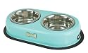 DELUXE BLUE DOUBLE 16oz DOG BOWL / DISH