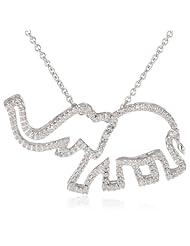 Silver and Diamond Elephant Pendant Necklace (1/20 cttw, I-J Color, I3 Clarity), 18"