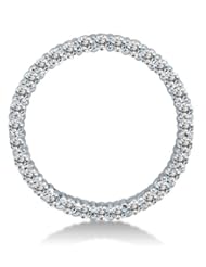 Solid 14K White Gold Journey Eternity Circle Highest Quality Round Shape Brilliant Cut CZ Cubic Zirconia Large Ladies Pendant Charm (Height = 3/4" , Width = 3/4")