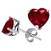 3.00 cttw 14K Yellow Gold Plated 925 Sterling Silver Heart Created Ruby Earring Studs
