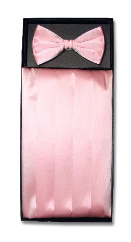 SILK Cumberbund & BowTie PINK Men's Cummerbund & Bow Tie Set