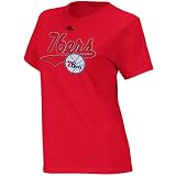 NBA adidas Philadelphia 76ers Ladies Out of Bounds Logo T-Shirt - Red (Large)