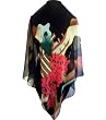 SilkNOW Navy Blue Hand Painted 100% Pure Silk Chiffon Georgette Scarf with Beautiful Multi Colored Floral Pattern