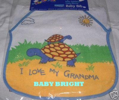 Childrens Toyshop   : EASY FASTENER LONG SLEEVE WATERPROOF + TERRY COTTON BABY BIB - GRANDMA