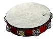 Remo Tambourine, Pretuned, 10 Diameter, 8 Pairs Jingles x 2 Rows, QUADURA Deep Red
