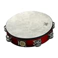 Remo Tambourine, Pretuned, 10 Diameter, 8 Pairs Jingles x 2 Rows, QUADURA Deep Red