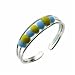 Sterling Silver Toe Ring with Light Blue and Yellow Beads