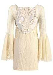 Bell Sleeves Polyester Cutout Lace  Dress