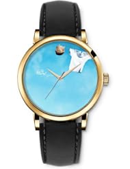 SPRAWL Aanalog Fashion Series Gold Ladies Watches of Genuine Black Leather Strap,Unique Wrist Watch for Women Girls Designed with clothes hung