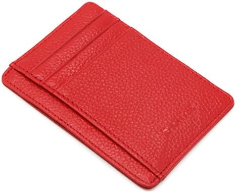 ZHONYEE RFID Blocking Genuine Leather Slim Front Pocket Wallet Minimalist Secure Credit Card Holder - Red