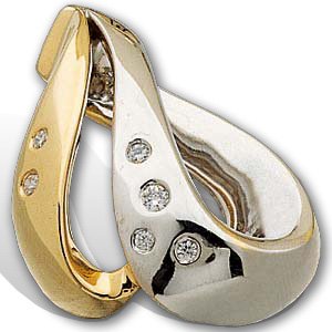 14K Yellow Gold Two Tone Diamond Chain Slide .08 CT
