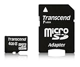 Transcend 4 GB microSDHC Class 2 Flash Memory Card TS4GUSDHC2 (Black)