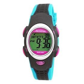 Armitron Women’s Chronograph Black and Turquoise Resin Strap Sport Watch #456967BKBL