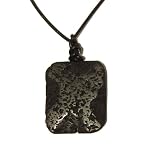 Lava Necklace 02 Pendant Black Wavy Rectangle Leather Stone Mineral Grounding Stability Unisex Crystal 21