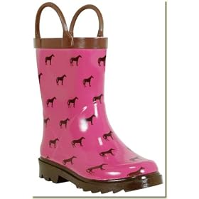 Western Chief - Kid's Pink Tiny Horses Waterproof Rubber Rain Boots