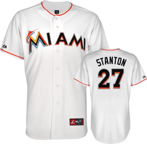 Mike Stanton Jersey: Miami Marlins #27 Home White Replica Jersey