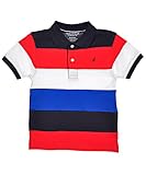 Nautica Boys 4-7X Red Stripe Short Sleeve Pique Polo