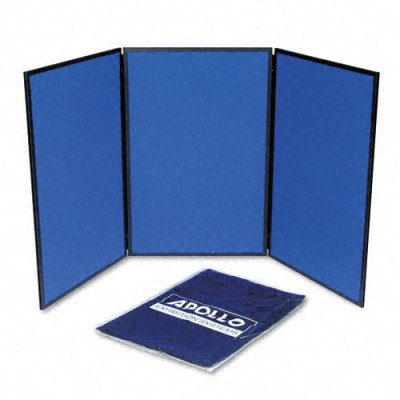 Show-It 3-Panel Table Top Display System, 72 Wide x 36 High, Blue/Gray QRTSB93513