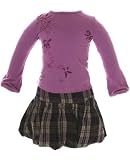 Catimini *Spirit City* Lavender Embroidered Top and Dark Purple Plaid Skirt Set