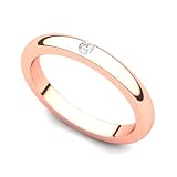 14k Rose Gold Bezel set Diamond Wedding Band Ring (G-H/SI, 0.03 ct.)