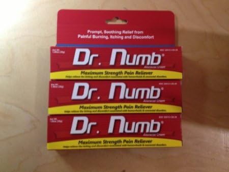 3 Tubes of Dr. Numb Maximum Topical Anesthetic Anorectal Cream, Lidocaine 5% ~ Net Wt 1 Oz (30g) Per Tube