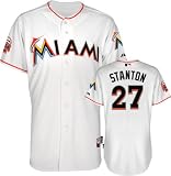 Mike Stanton Jersey: Miami Marlins #27 Home White Authentic Cool Base&Atilde;&cent;"&Acirc;&cent; Jersey with Marlins Park Inaugural Season Patch