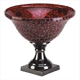 RED MOSAIC BOWL W/BRASS BASE